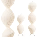 Three Modern White Floor Lamps With Curved Fabric Design And Striped Texture