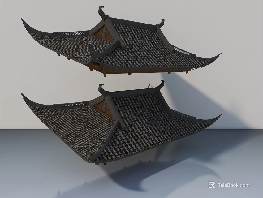 Chinese Style Sofa And Coffee Table Set Featuring Traditional Wooden Structure And Curved Details 3d model 