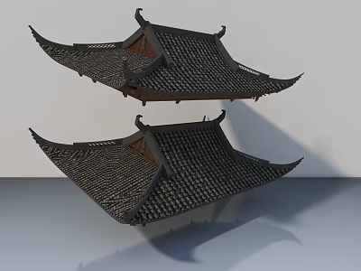 Chinese Style Sofa And Coffee Table Set Featuring Traditional Wooden Structure And Curved Details 3d model