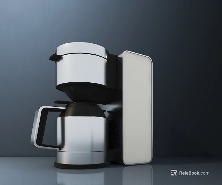 Modern Sleek Silver Electric Coffee Maker With Black Accents For Home Use 3d model 
