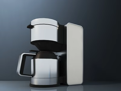 Modern Sleek Silver Electric Coffee Maker With Black Accents For Home Use 3d model