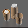 Stylish Coffee Tree Paper Cups Featuring Latte Art And Stacked Design 3d model