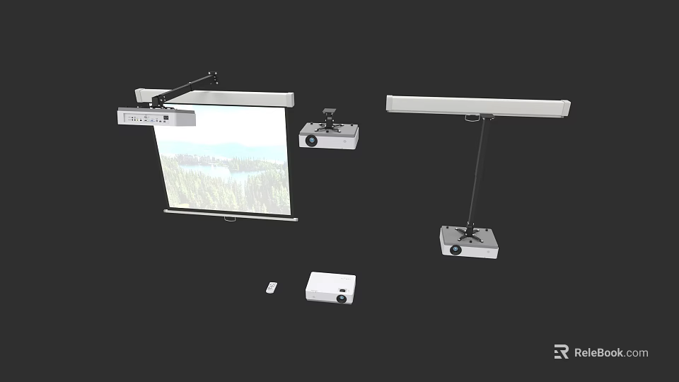 Projection Monitoring System With Projector Camera Screen And Adjustable Stand 3d model 