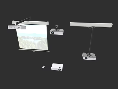Projection Monitoring System With Projector Camera Screen And Adjustable Stand 3d model