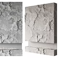 Gray Textured Stone Fireplace Design With Modern Style And Natural Surface 3d model