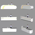 Modern White Curved Reception Desk Design With Receptionist And Computer Setup 3d model