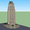 Tall Modern Classical Tower Building With Detailed Facade And Base Structure 3d model