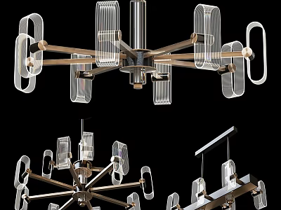 Modern Chandelier Designs With Transparent Acrylic Elements And Geometric Metal Frame Structure 3d model