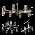 Modern Chandelier Designs With Transparent Acrylic Elements And Geometric Metal Frame Structure 3d model