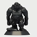 Detailed Mythical Monster Sculpture Carving With Muscular Build Black Finish And Standing Base