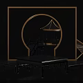 Chinese Style Commercial Display Equipment With Golden Frame And Carved Platform Decorative Elements