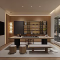 Modern Living Room Interior Design With Light Colored Sofa Round Coffee Table And Recessed Lighting