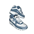 Blue And White Running Shoes With White Laces And Cushioned Sole Design