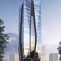 Modern Hotel Skyscraper With Glass Curtain Wall And Illuminated Exterior Design