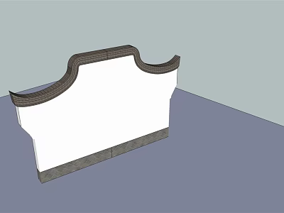 Traditional Style Building Exterior Wall With Curved Top Decoration White Surface And Gray Base 3d model