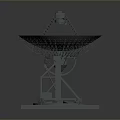 Large Satellite Dish Antenna With Metal Support Frame And Base Structure 3d model