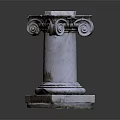 Classical Style Stone Column Featuring Voluted Capital and Ornate Base Design 3d model