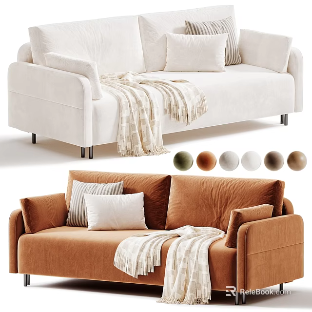 Modern Two Seater Sofa With Color Options Blanket And Decorative Pillows 3d model 