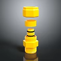 Yellow Mechanical Components Stacked With Hexagonal Nut Seal Ring And Fitting