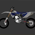 Blue And White Motocross Bike Game Movie Character With Golden Forks Black Tires Modern Design