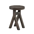 Wooden Round Seat Stools With Crossed Legs Simple Design Set Of Two