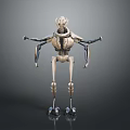 Mechanical Robot Character With Metallic Structure And Futuristic Design On Dark Reflective Surface 3d model