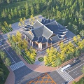 Aerial view of Chinese architecture 3d model