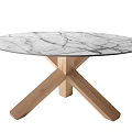 Cassinax Dining Table Marble Round Table Solid Wood Dining Table 3d model