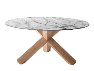 Cassinax Dining Table Marble Round Table Solid Wood Dining Table 3d model