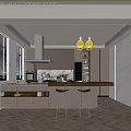 Modern Kitchen Interior With Island Counter Cabinets And Stainless Steel Appliances