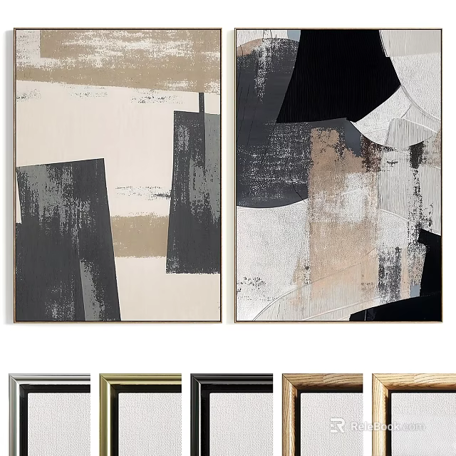 Picture Frames With Abstract Art In Neutral Tones Various Colors Styles 3d model 