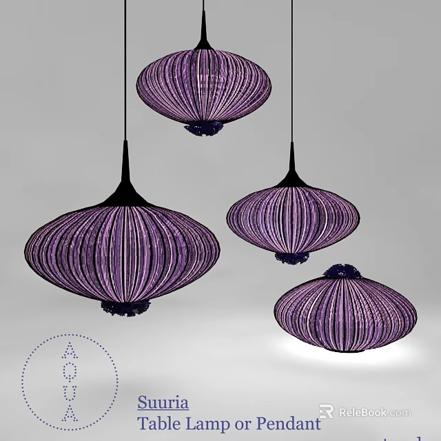 Modern Purple Striped Woven Pendant Lights for Stylish Interior Decor 3d model 