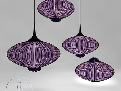 Modern Purple Striped Woven Pendant Lights for Stylish Interior Decor 3d model