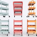 Colorful Multi Tier Mobile Storage Carts With Wheels And Shelves