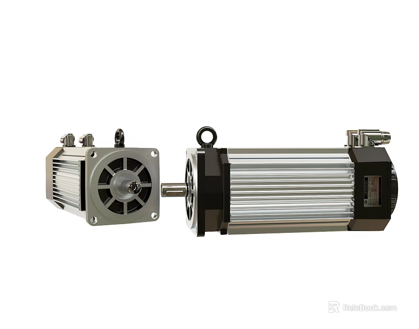 Dual Electric Engines Featuring Fan And Heat Sink Black Silver Casing Design 3d model 