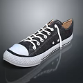 Classic Black Canvas Casual Shoes With White Laces And White Sole Design
