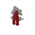 Cute Cartoon Character With Cloud Shaped Head And Red Body White Cloud Details