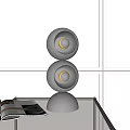 Modern Double Transparent Sphere Table Lamp Illuminated on Wooden Table with Magazine