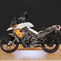 White and Orange Adventure Motorcycle with Modern Design Windshield and Black Accents