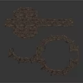 Traditional Dark Brown Wooden Building Components With Circular Enclosure And Rectangular Parts