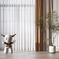 Layered Curtains with Brown Drapes and White Sheer in Modern Interior Space
