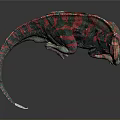 Vibrant Artistic Dinosaur Model With Red Green Stripes And Crest Prehistoric Creature