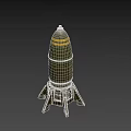 Military Weapon Green Bomb With Yellow Stripes And Metallic Rear Fins Structure Design