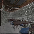 Elegant Dark Bar Interior With Brick Walls Purple Lighting And Wine Racks