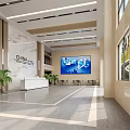 Modern Office Lobby Reception Desk With Marble Finish And Spacious Bright Business Hall Interior Design