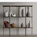 Stylish Display Shelf with Various Vases and Ceramic Pottery for Home Decor