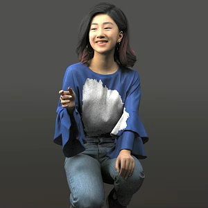 Character squatting posture 3d model