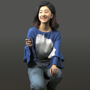 Character squatting posture 3d model