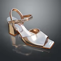 Elegant Rose Gold Block Heel Sandals With Open Toe Ankle Strap Design 3d model