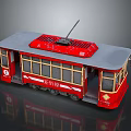 Vintage Red Tram Model Featuring Gray Roof Trolley Pole And Smolensk Lettering
